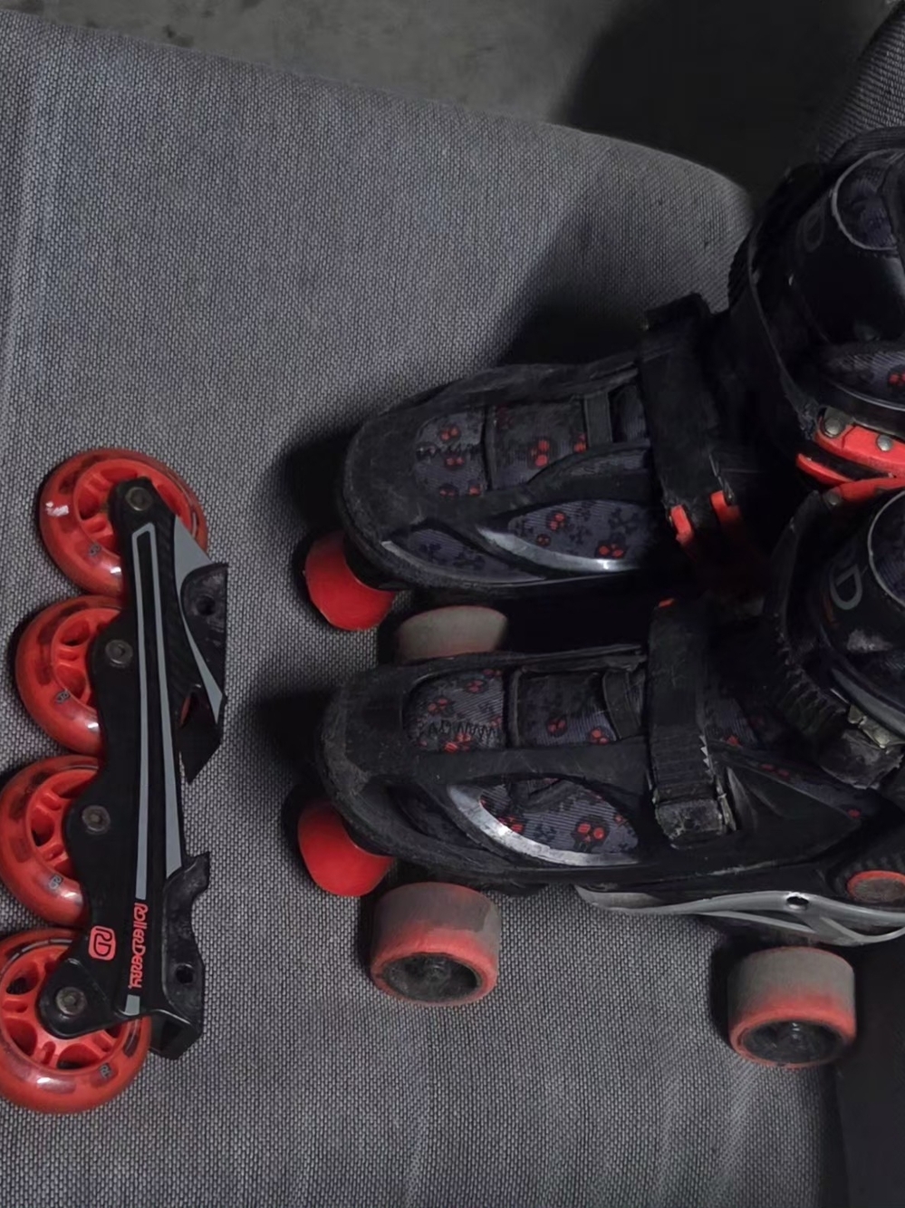 Kids Adjustable Black and Red Roller Skates - Durable Youth Quad Skates